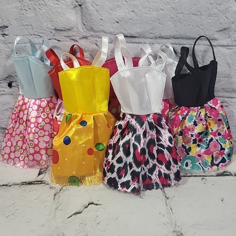 Fashion‎ Doll Clothes Barbie Scale Party Dresses Lot Of 7 Spring Colorful Satiny